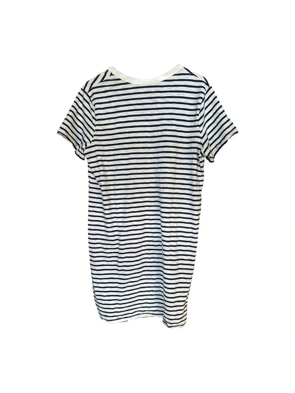 Universal Thread Navy and White Striped Swim Cover-Up Tee White Blue Coverups Si